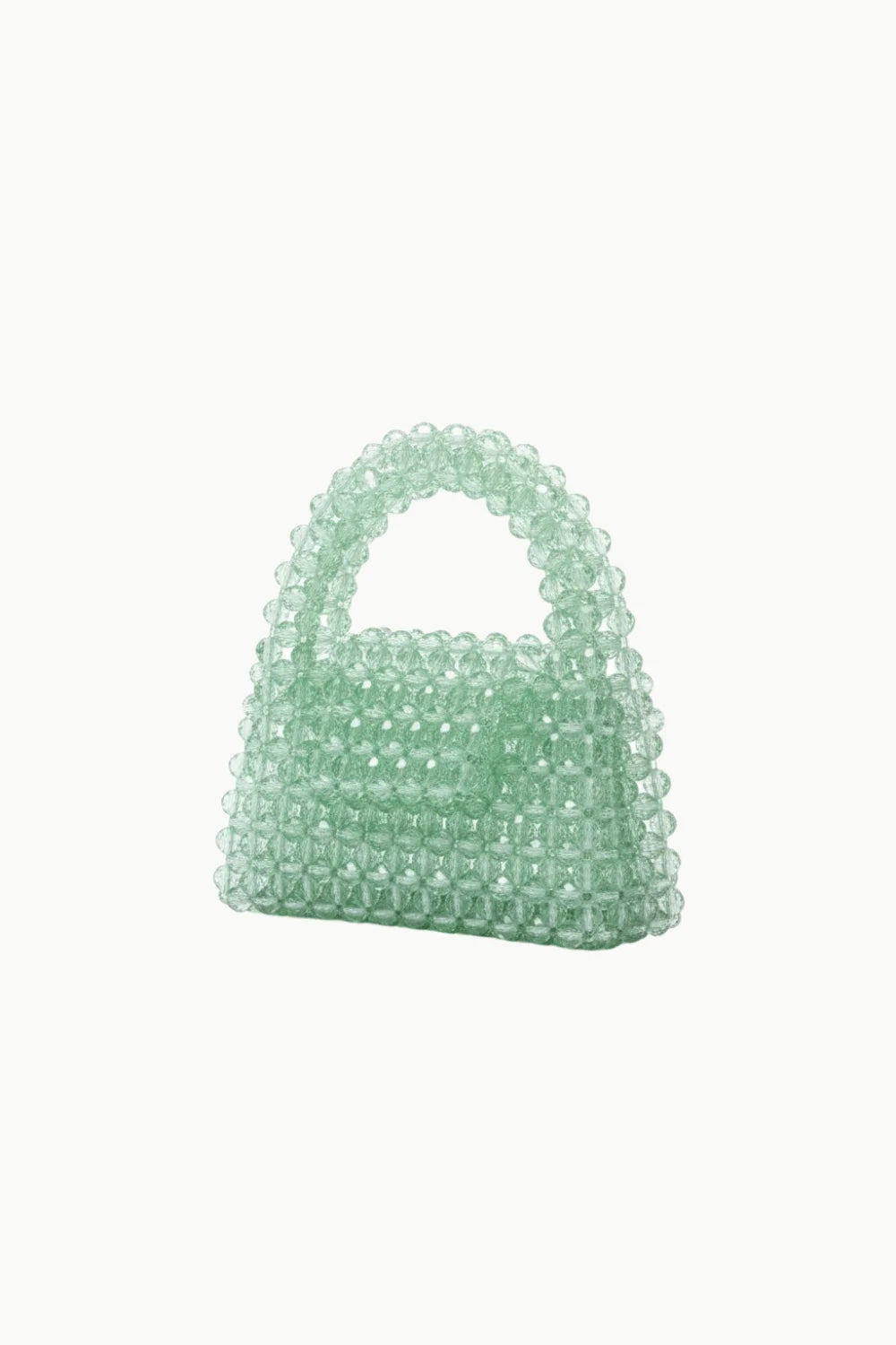 Mint green beaded handbag with top handle, perfect green beaded bag accessory