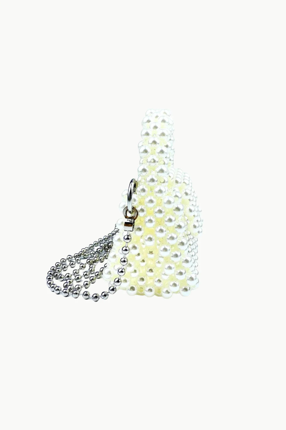 Mother Of Pearl Bag with pearl beaded design and silver-toned chain strap