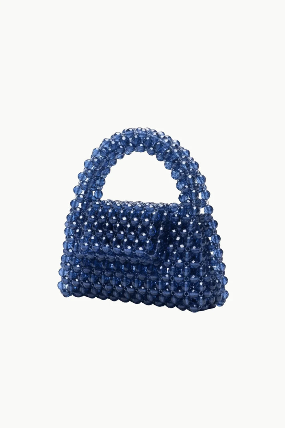 Navy Beaded Purse with a top handle, stylish navy beaded purse accessory