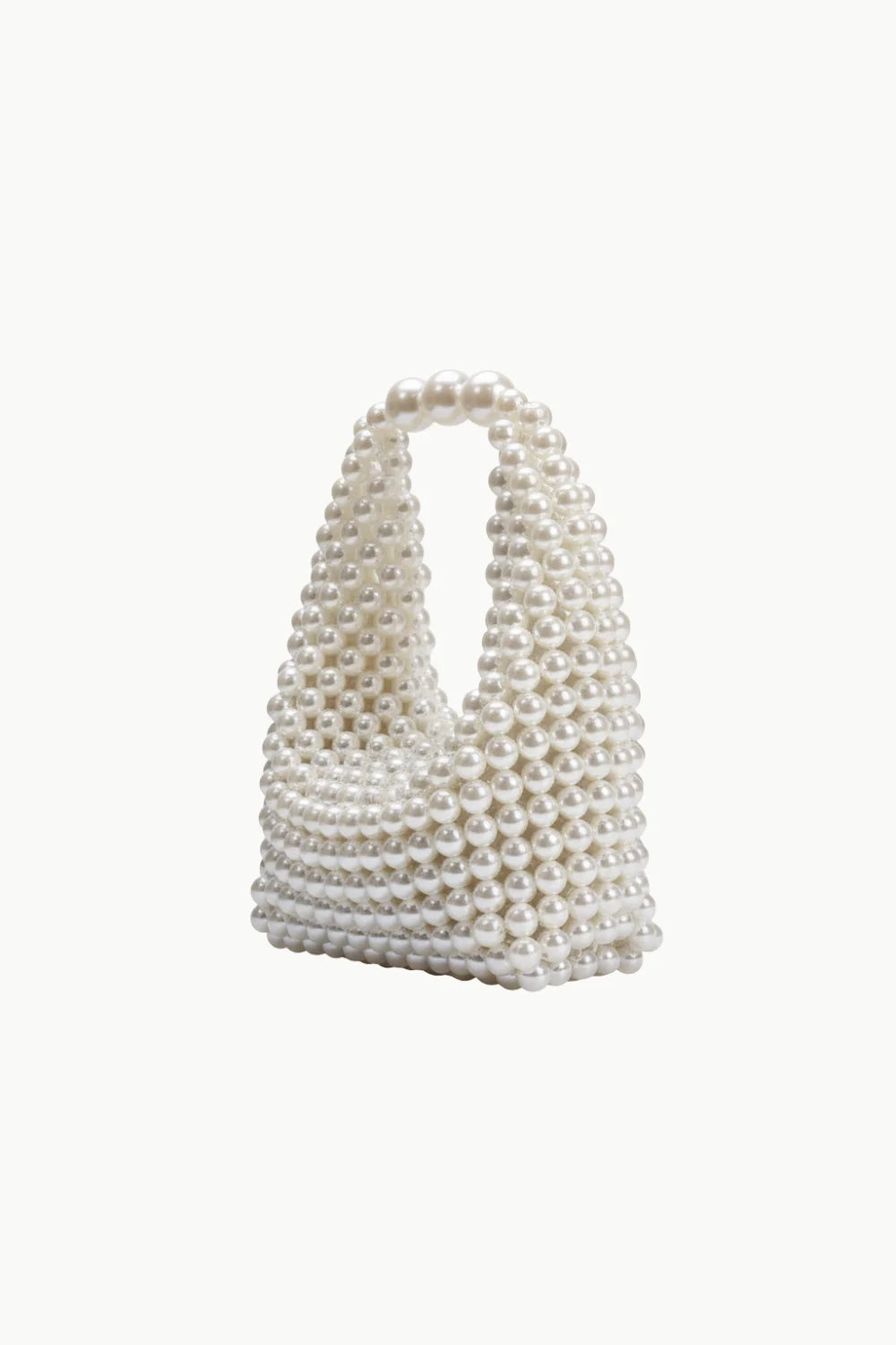 White pearl beaded handbag with top handle from Old Beaded Handbags, vintage beaded purses