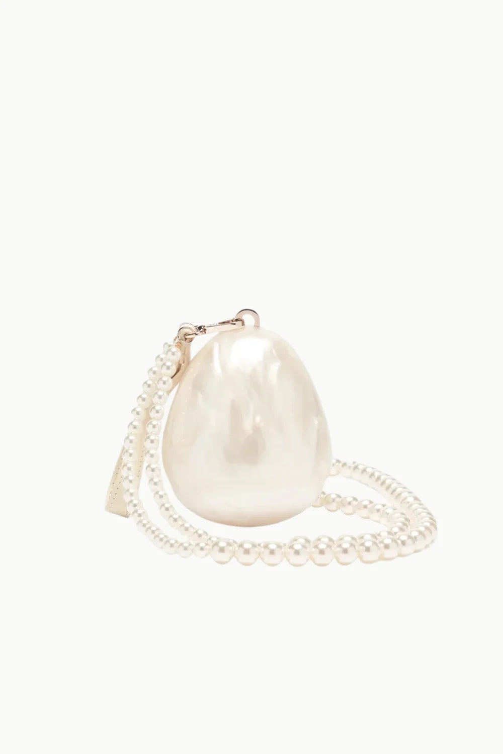 Iridescent pearl-shaped clutch with pearl strap, Pearl Embellished Spherical Bag