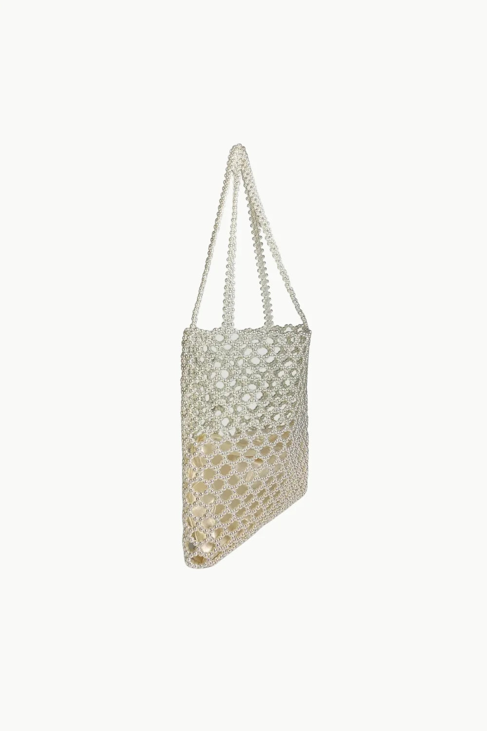 Clear beaded tote bag with pearl accents, perfect for stylish Pearl Tote Bag accessories