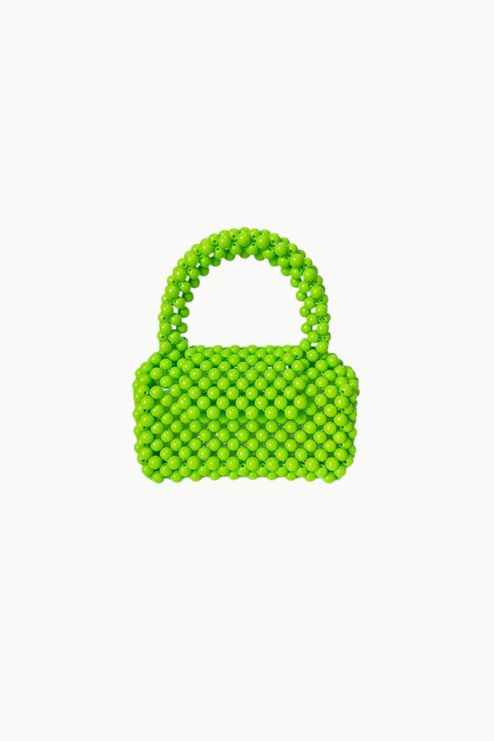 Neon green petite bead purse with top handle, stylish bead purse for women