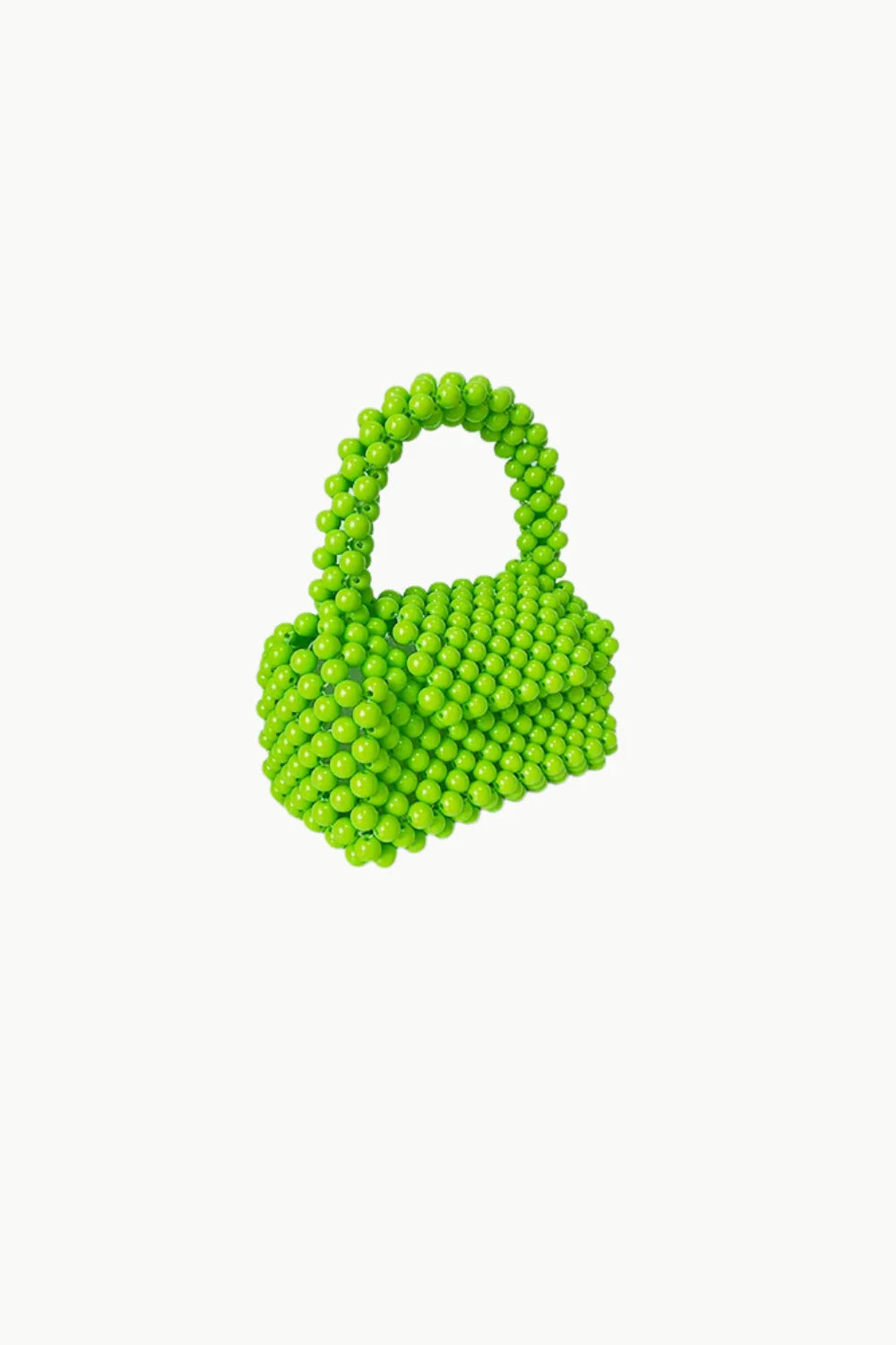 Vibrant lime green petite bead purse with rounded top handle for stylish accessories
