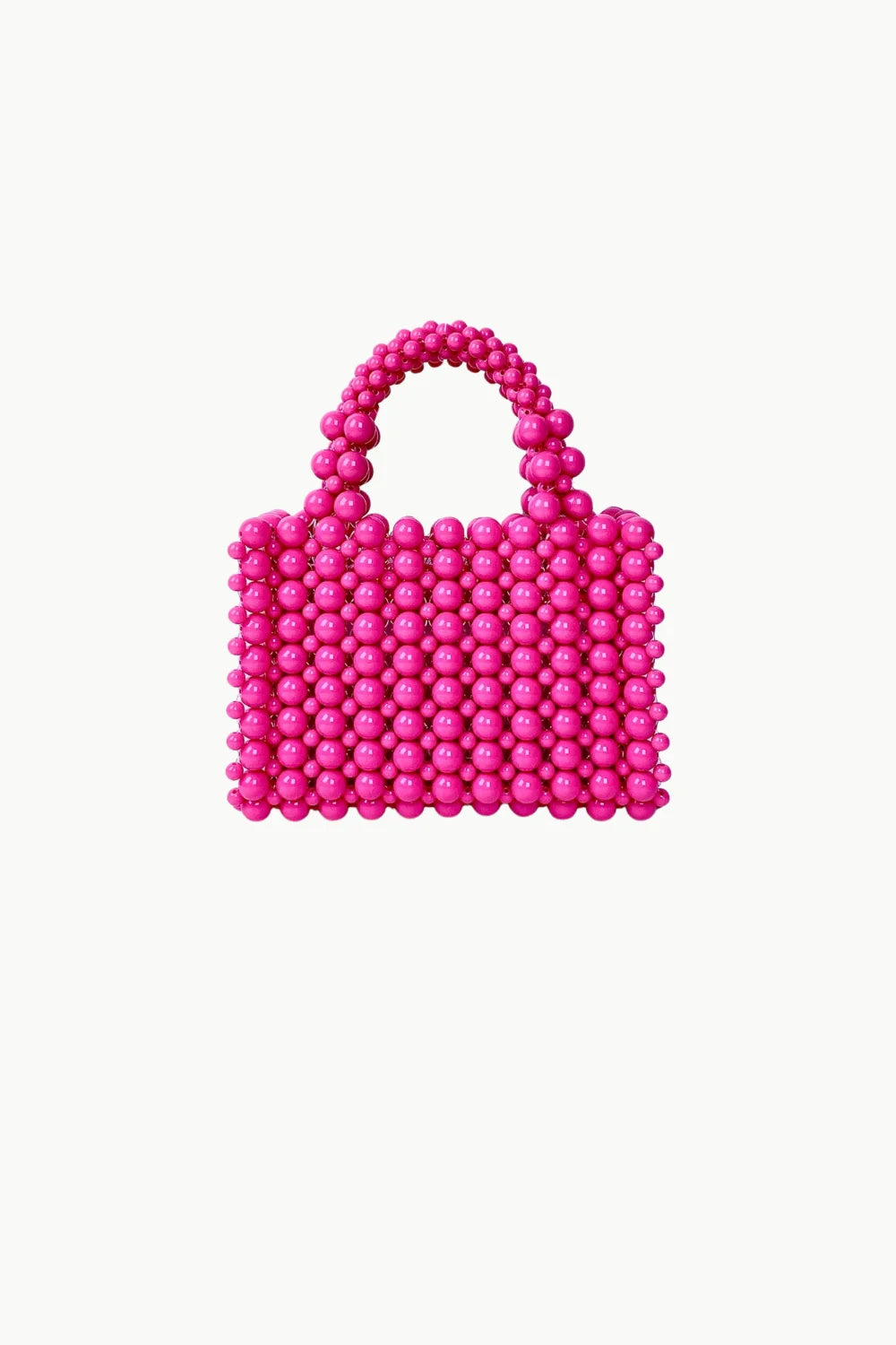 Vibrant pink beaded purse handcrafted from beads, perfect as a stylish pink beaded purse