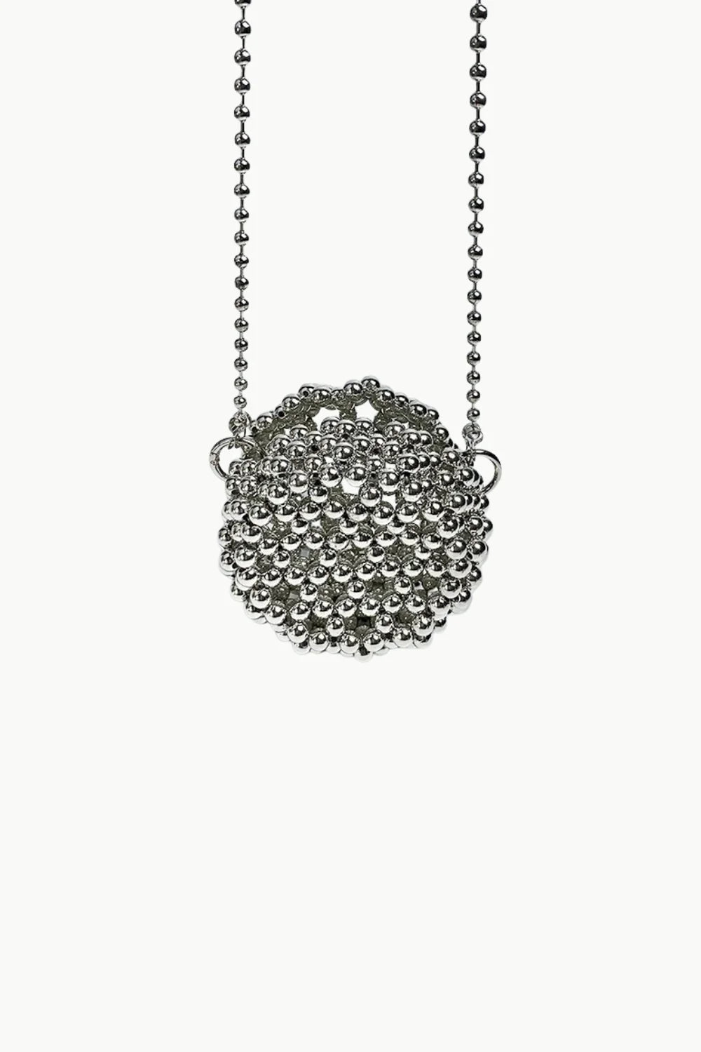 Silver Beaded Clutch Evening Bag with Chain Strap, stylish silver beaded accessory