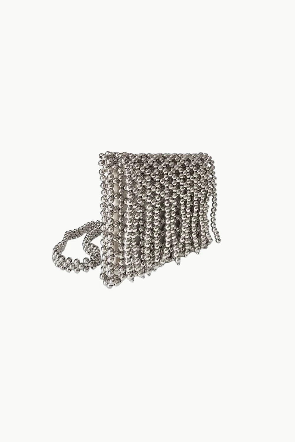 Silver fringe beaded bag with beaded fringe shoulder design for stylish accessory