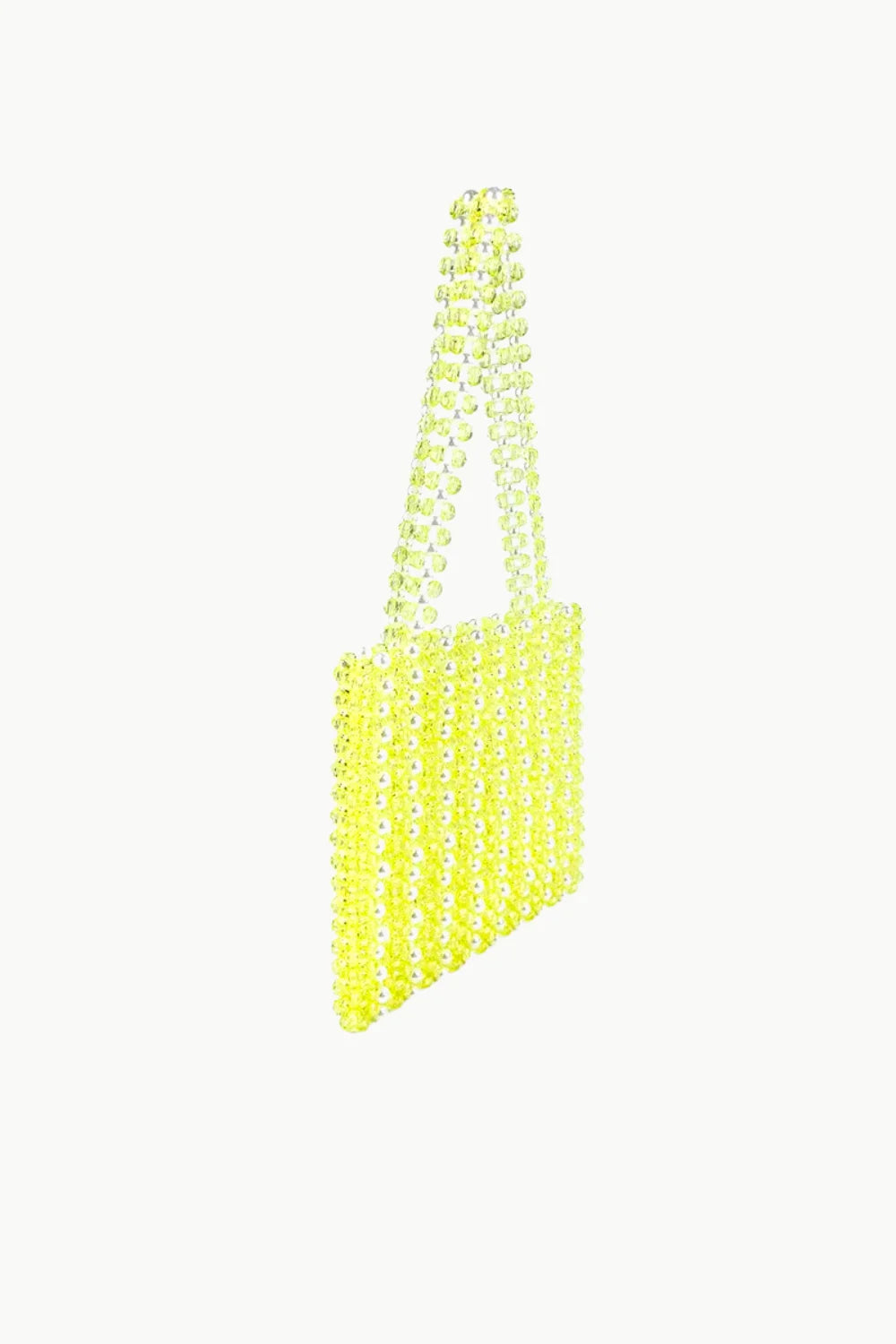 Fluorescent yellow Sol Mer beaded bag with dual handles for stylish accessorizing