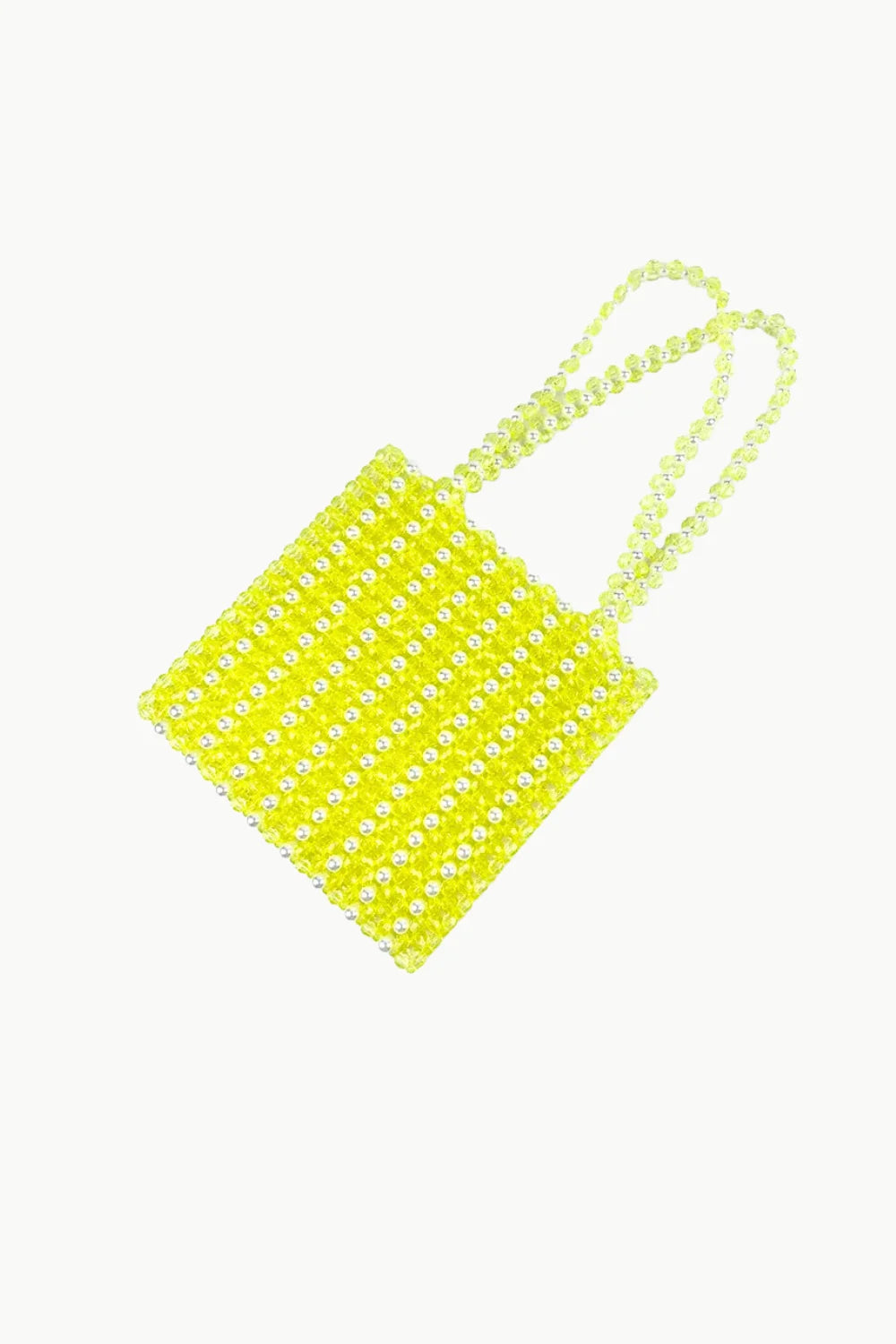 Vibrant yellow Sol Mer beaded bag tote with intricate beadwork design