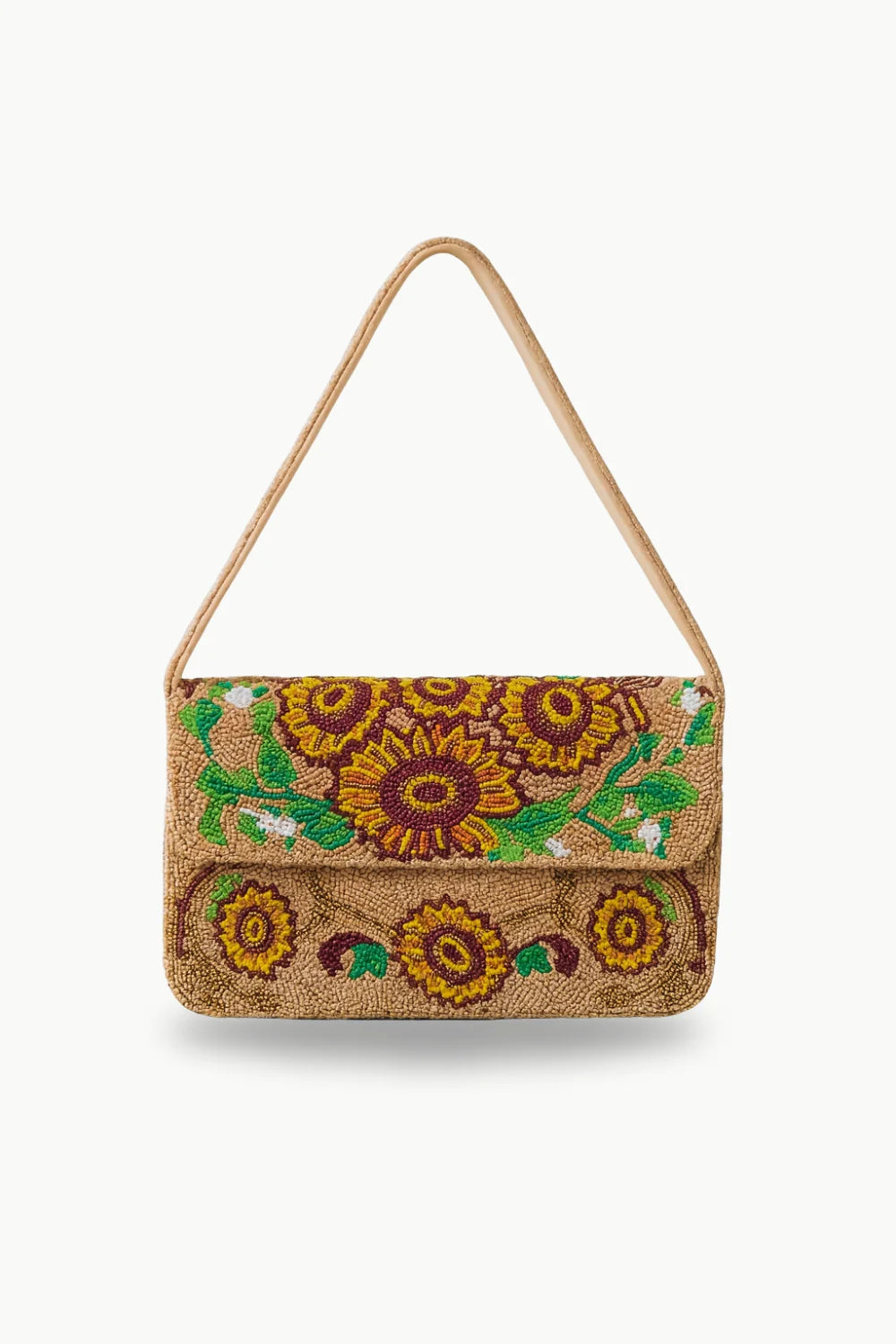 Sunflower Beaded Bag with embroidered beaded shoulder bag featuring sunflower design