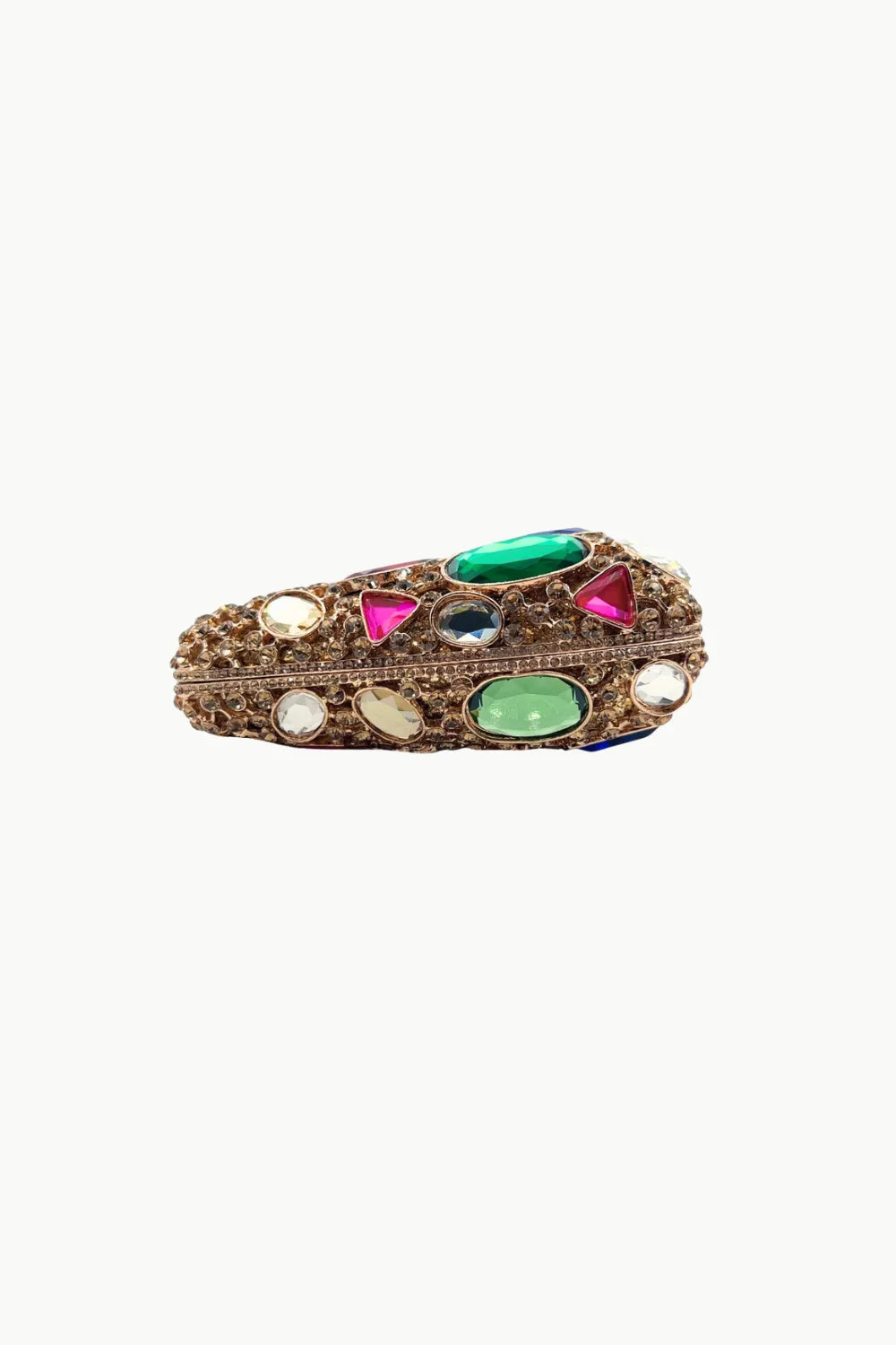 Vintage beaded clutch bag with vibrant green pink and clear gemstones for elegant style