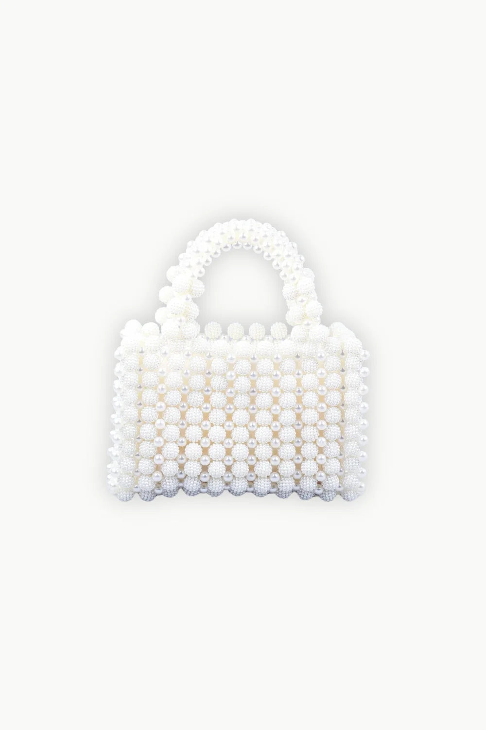 Pearl-beaded women’s beaded bag with two top handles, stylish women’s beaded bag