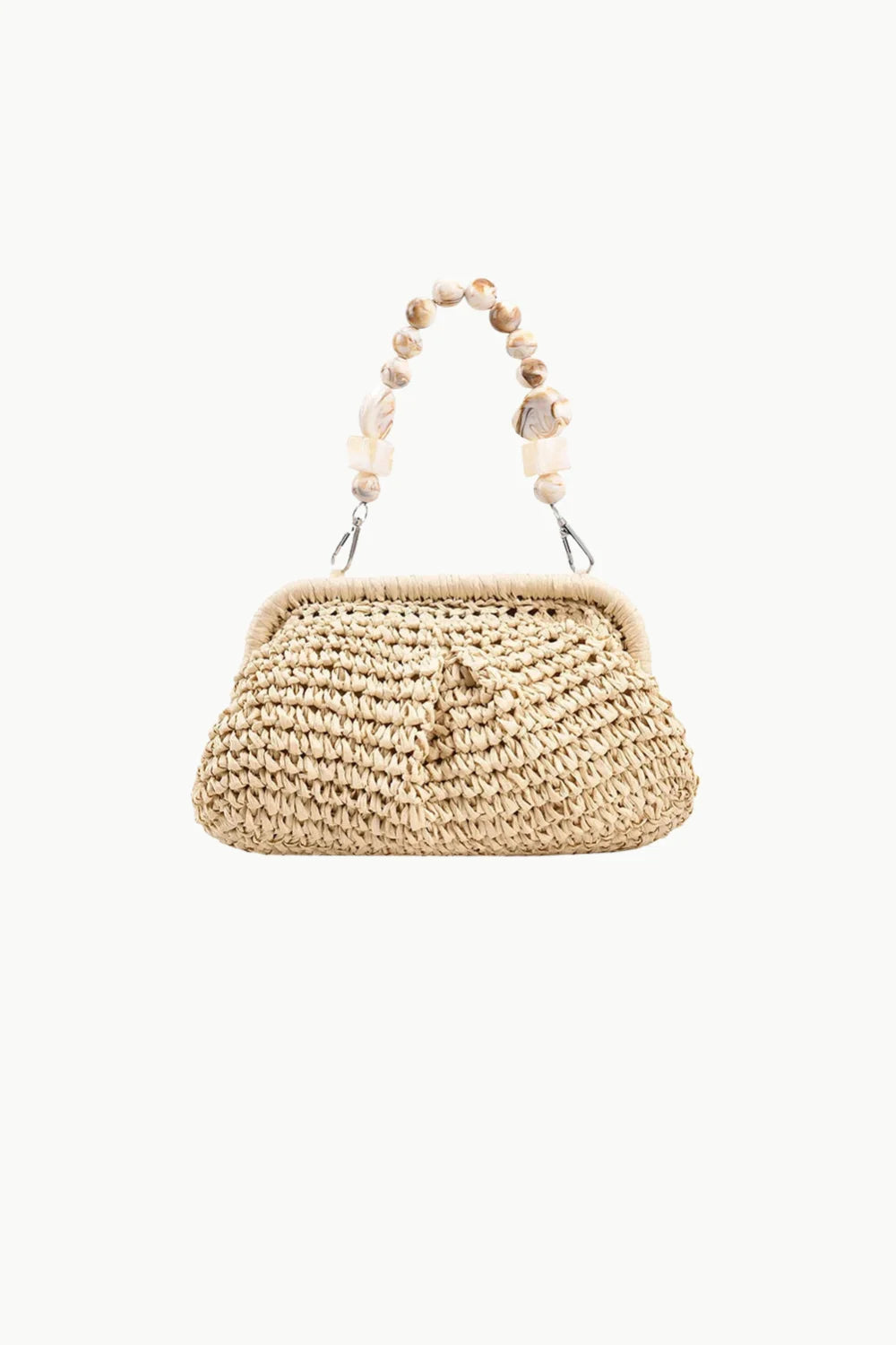 Woven straw clutch bag with beaded handle, perfect beaded shoulder bag accessory