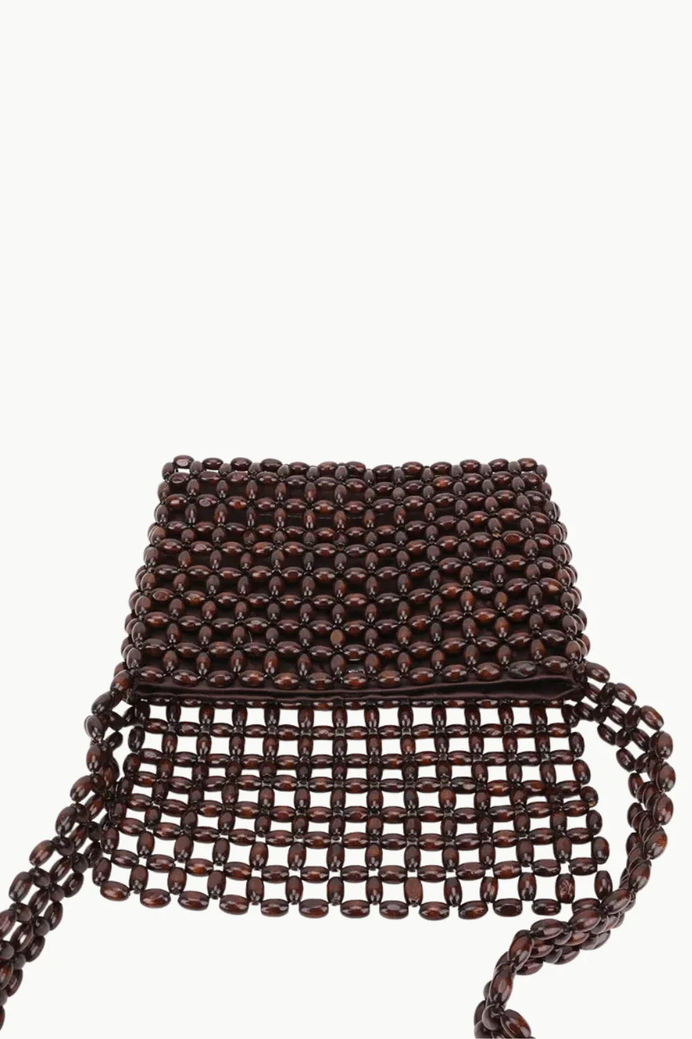 Dark brown beaded shoulder bag on Wood Messenger Bag, stylish messenger bag accessory