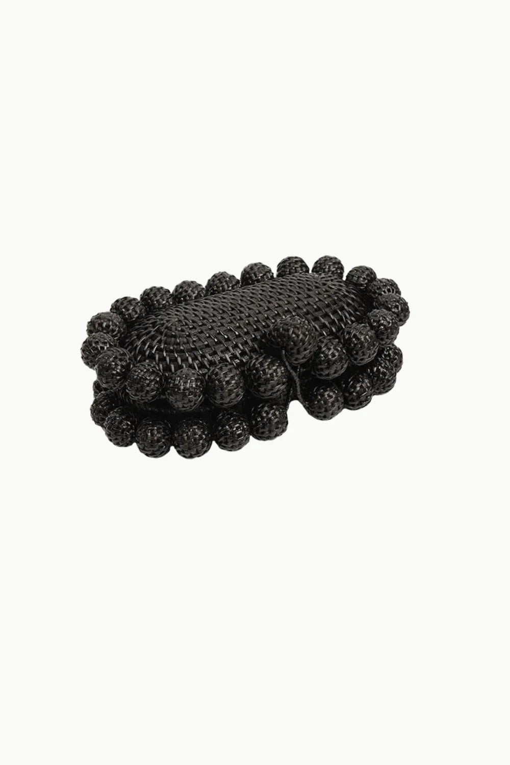 Black crocheted beaded purse with spherical embellishments, Wooden Beaded Purse design