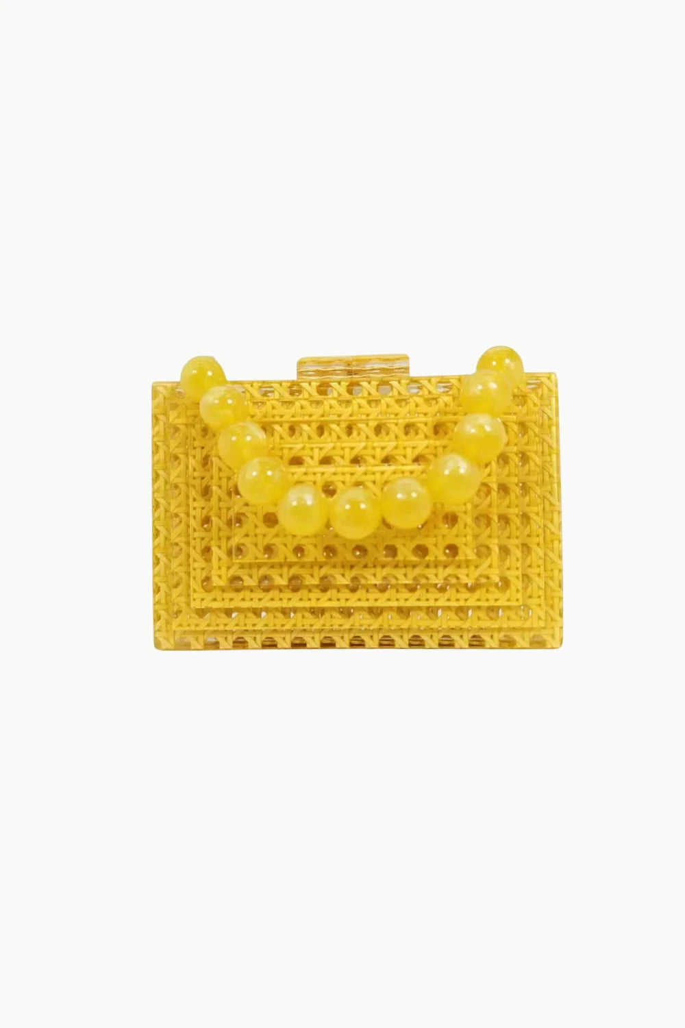 Yellow woven clutch bag with beaded handle, perfect yellow beaded clutch accessory